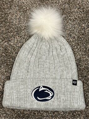 'Penn State: Nittany Lions 47 Brand Light Gray Pom Knit Beanie Hat : warm : PSU